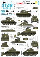 Star Decals 35-C1166 USMC Shermans - Korean War 1950-53. M4A3 Sherman 105mm Dozer tank, M4A3 Flame tank, M4A3 'Porcupine' Communications tank 1/35