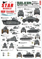 Star Decals 72-A1052 Balkan WW2 # 2. 7. SS-Freiwilligen Gebirgs Division Prinz-Eugen in Yugoslavia.Flamm-Pz B2 740(f), Steyr ADGZ, Pz.Kpfw 35 R, Pz.Kpfw 38 H, BA-20, Kfz 15 Horsch, Leichte Sturmboot 39 1/72