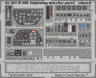 Eduard 32567 P-38L interior TRU