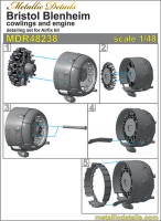 Metallic Details MDR48238 Bristol Blenheim Mk.I cowlings and engines 3d-printed  1/48