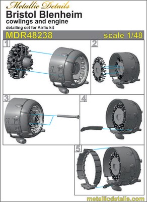 Metallic Details MDR48238 Bristol Blenheim Mk.I cowlings and engines 3d-printed  1/48