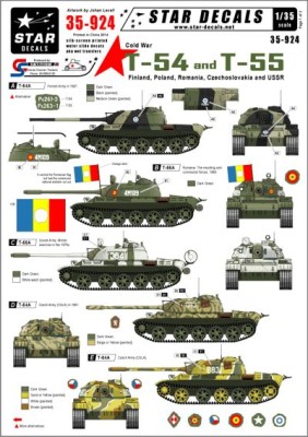 Star Decals STAR35924 Cold War Soviet T-54 and T-55. Finland, Poland, Romania, Cz, USSR 1/35