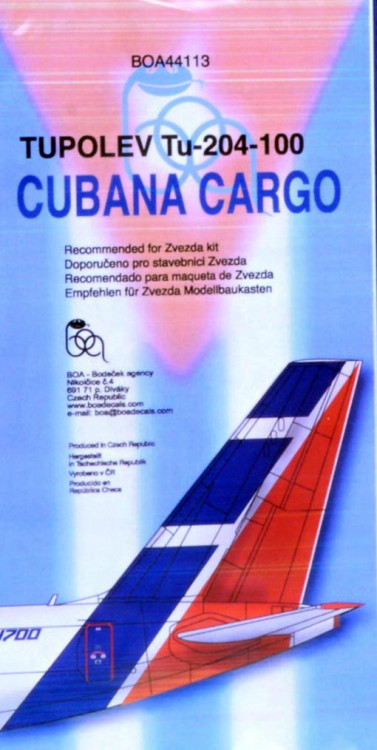 BOA Decals 44113 Tu-204-100 CUBANA Cargo (ZVE) 1/144