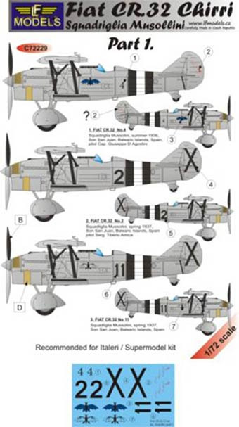 Lf Model C72229 Decals Fiat CR.32 Chirri Squadr.Musollini I. 1/72