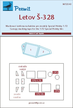 Peewit PW-M72043 1/72 Canopy mask Letov ? -328 (SP.HOBBY)
