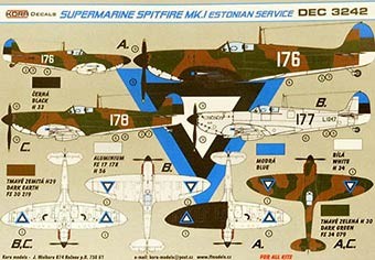 Kora Model DEC3242 Superm.Spitfire Mk.I Estonian Service декали 1/32