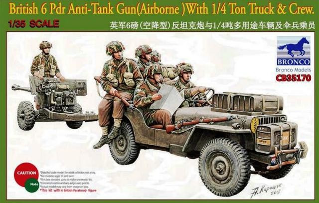 Bronco CB35170 British 6pdr Anti-Tank Gun (Airborne) with 1/4Ton Truck & Crew 1/35