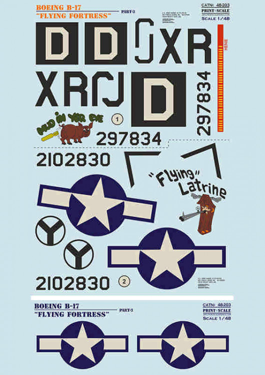 Print Scale 48-203 Boeing B-17 Flying Fortress Part 3 The complete set 1,5 leaf 1/48