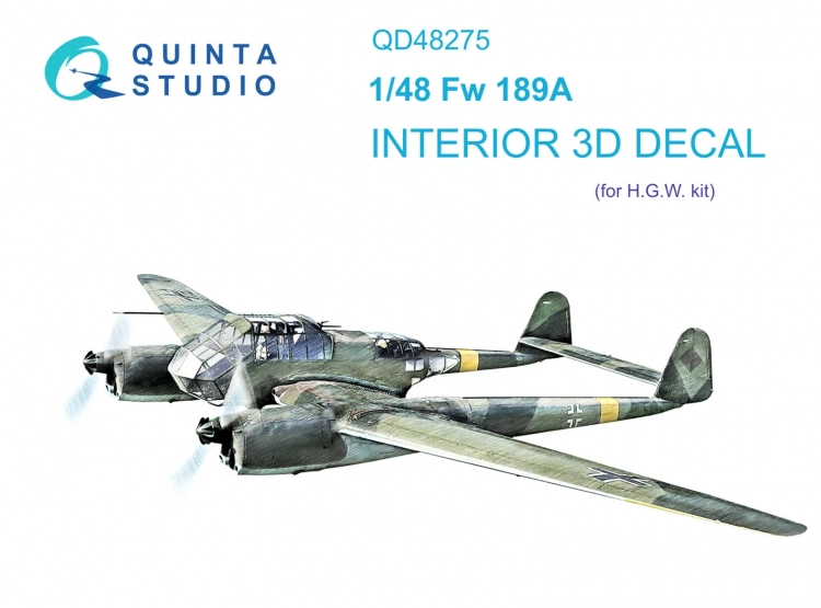 Quinta studio QD48275 Fw 189A (GWH) 3D Декаль интерьера кабины 1/48