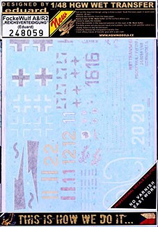 HGW 248059 Decals Fw 190A8/R2 'Reichsverteidigung' (EDU) 1/48