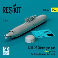 Reskit 32486 SUU-23 20mm gun pod (close gun bay) 1/32