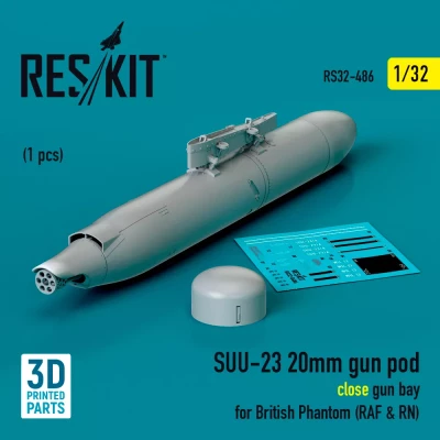 Reskit 32486 SUU-23 20mm gun pod (close gun bay) 1/32