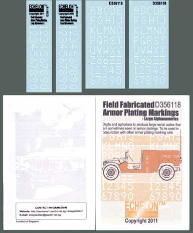 Echelon FD D356118 Field Fabricated Armor Plating Markings (Large Alphanumeric) 1/35