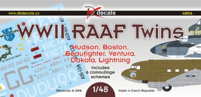Dk Decals 48016 WWII RAAF Twins (6x camo) 1/48