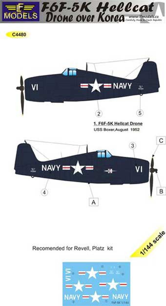 Lf Model C4480 Decals F6F-3K Hellcat Drone over Korea 1/144