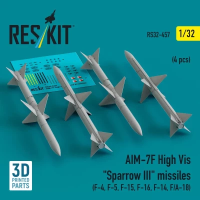 Reskit 32457 AIM-7F High Vis 'Sparrow III' missiles (4 pcs 1/32