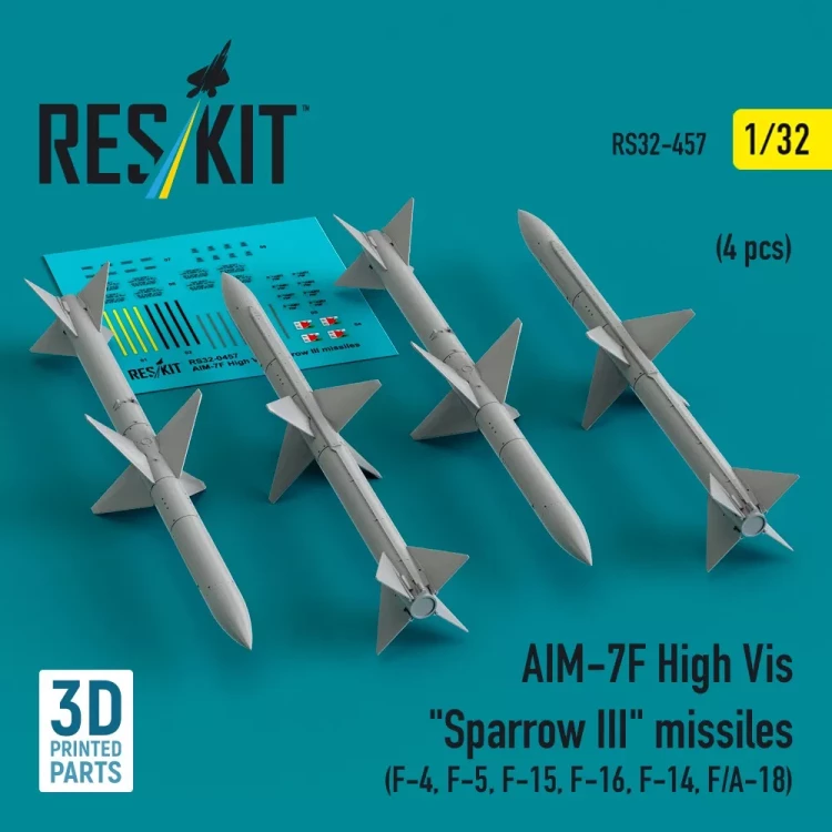 Reskit 32457 AIM-7F High Vis 'Sparrow III' missiles (4 pcs 1/32