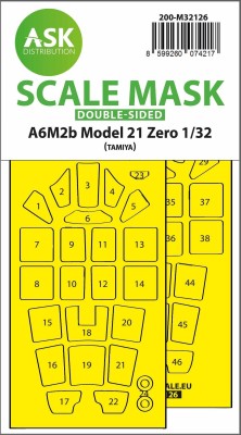 Art Scale 200-M32126 Mitsubishi A6M2b Type 21 Zero canopy frame paint masks (inside &amp; outside) 1/32