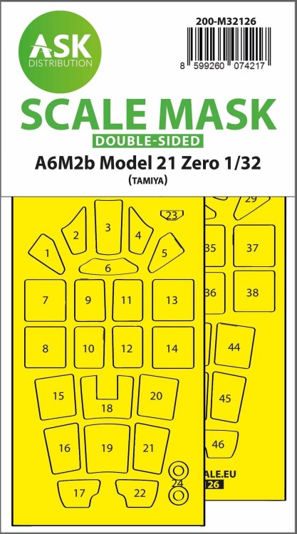 Art Scale 200-M32126 Mitsubishi A6M2b Type 21 Zero canopy frame paint masks (inside & outside) 1/32