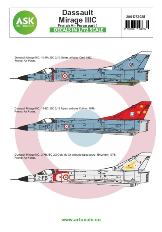 Art Scale 200-D72025 Dassault_Mirage IIIC French Air Force part 1 1/72