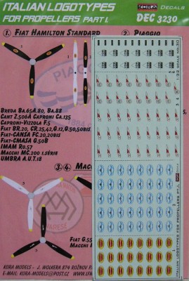 Kora Model DEC3230 Italian logotypes for propeller Part 1 декали 1/32
