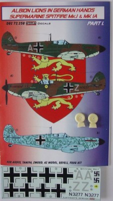 Kora Model DEC72258 Spitfire Mk.I&amp;Mk.IA (Luftwaffe) Pt.I. декали декали 1/72