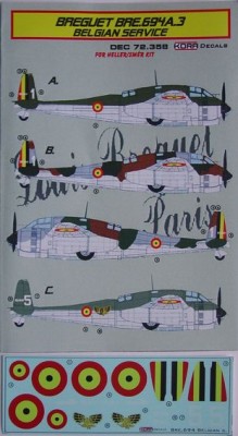 Kora Model DEC72358 Breguet Bre.694A.3 (Belgium) декали декали 1/72