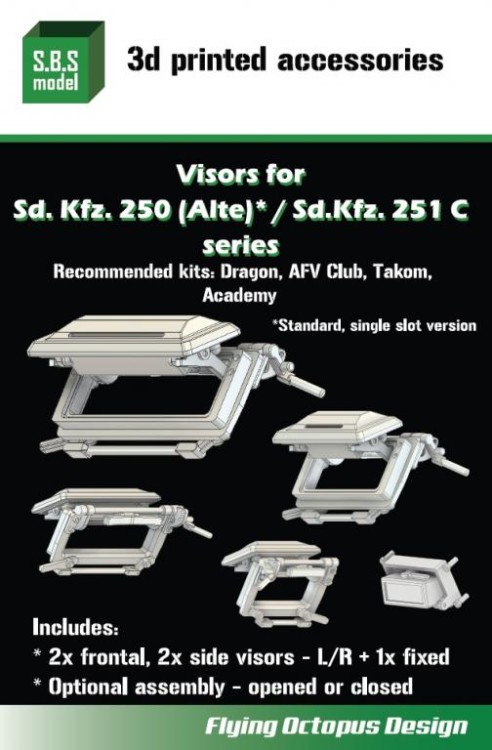 Sbs Model 3D045 Visors for Sd. Kfz.250 (Alte) / Sd. Kfz.251 C 1/35