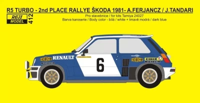 Reji Model JM412 R5 Turbo Rallye Skoda 1981/1982 A.Ferjancz 1/24
