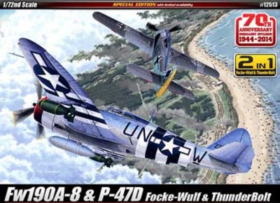 Academy 12513 Самолет P-47D &amp; FW190A-8 &quot;Annv.70 Normandy Invasion 1944&quot; 1/72
