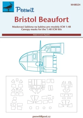 Peewit M48024 Canopy mask Bristol Beaufort (ICM) 1/48