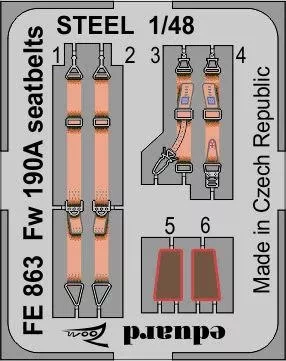Eduard FE863 Fw 190A seatbelts STEEL (EDU) 1/48