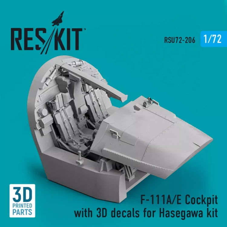 Reskit U72206 F-111A/E Cockpit w/ 3D decals (HAS) 3D Print. 1/72