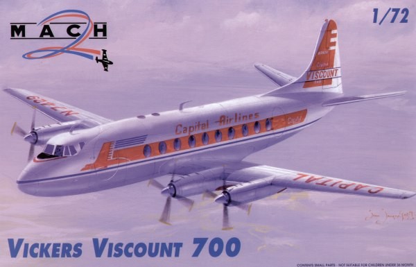 Mach 2 MACH7246 Vickers Viscount 700 with decals for Capitol Airlines 1/72