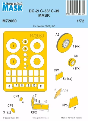 Special Hobby SM72060 Mask for DC-2 / C-33 / C-39 (SP.HOBBY) 1/72