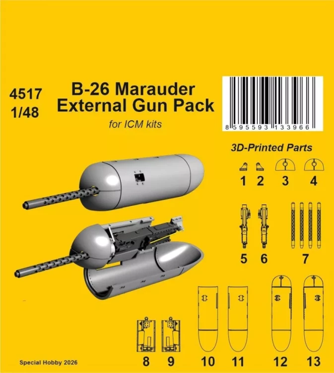 CMK SP4517 B-26 Marauder Externak Gun Pack (ICM) 1/48