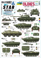 Star Decals 35-C1402 War in Ukraine # 13Ukrainian Oldies. Tanks and AFVs 2022-23. T-62M (obr 2022), T-62M, BTR-60BP, BMP-1P 1/35