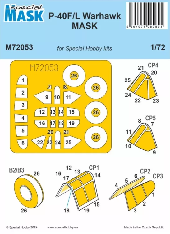 Special Hobby SM72053 Mask for P-40F/L Warhawk (SP.HOBBY) 1/72