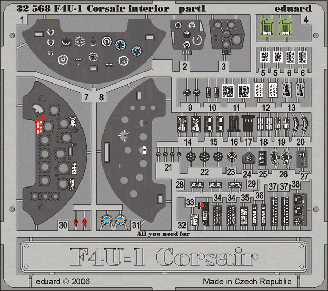 Eduard 32568 F4U-1 interior TRU