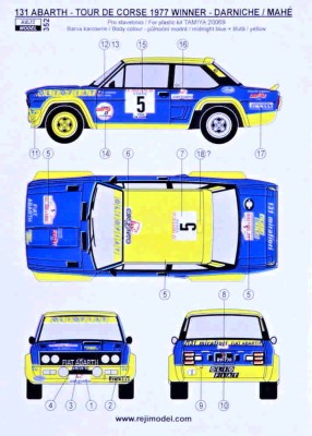 Reji Model 352 Fiat 131 Abarth Tour de Corse 1977 Winner 1/20
