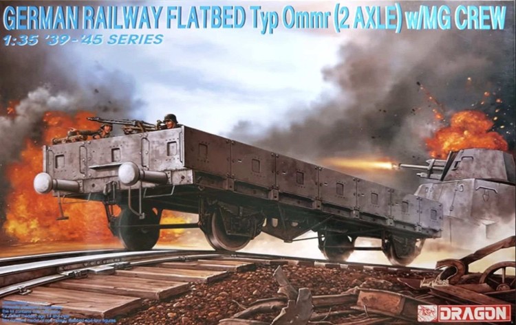 Dragon 6085 German Railway Flatbed Typ Ommr (2 Axle) W/Mg Crew 1/35