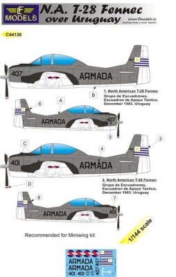 Lf Model C44138 Decals T-28 Fennec over Uruguay (MINIWING) 1/144