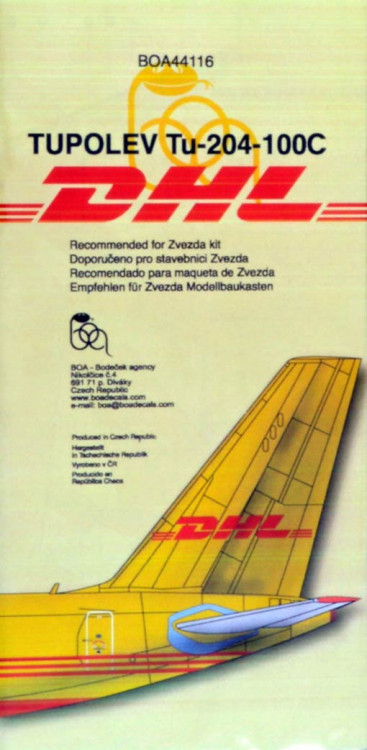 BOA Decals 44116 Tu-204-100C DHL (ZVE) 1/144