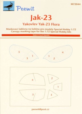 Peewit PW-M72044 1/72 Canopy mask Yak-23 Flora (SP.HOBBY)