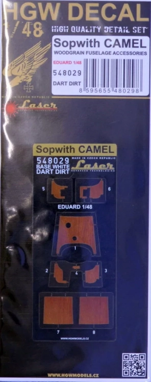 HGW 548029 Decal Sopwith Camel Dark Wood (white base) 1/48
