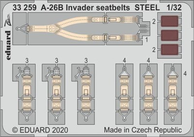 Eduard 33259 1/32 A-26B Invader seatbelts STEEL (HOBBYB)