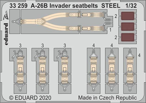 Eduard 33259 1/32 A-26B Invader seatbelts STEEL (HOBBYB)