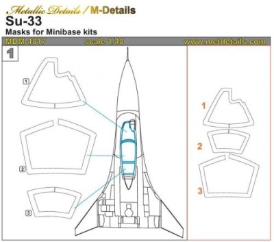 Metallic Details MDM4817 Sukhoi Su-33 Masks (designed to be used with Minibase kits) 1/48