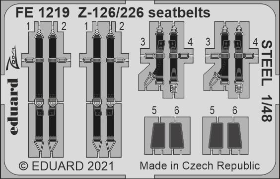 Eduard FE1219 Z-126/226 seatbelts STEEL (EDU) 1/48