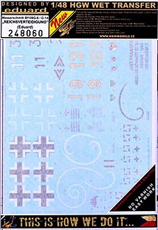HGW 248060 Decals Bf 109G-6/G-14 'Reichsverteidigung' 1/48